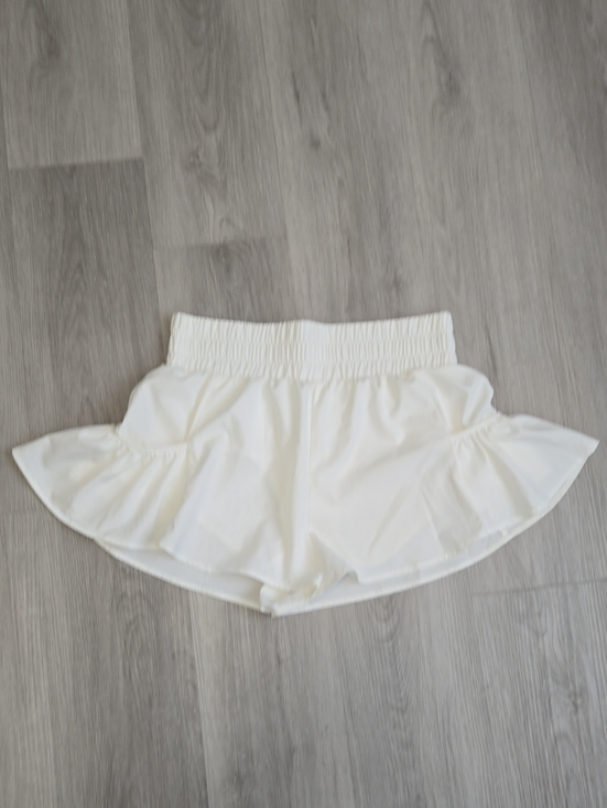 Pants - White Ruffle Skort Shorts
